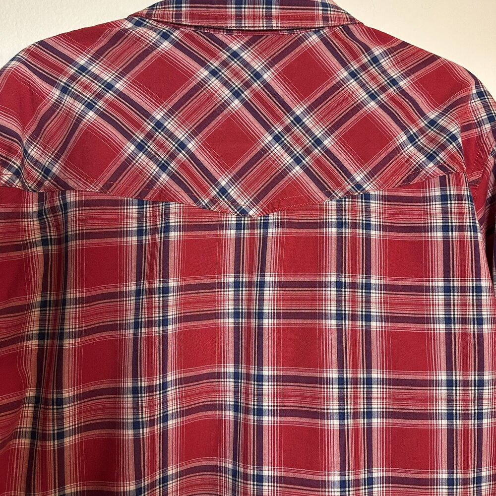 Roebuck & Co Vintage Western-style Cowboy Red, W, & B with Pearl Snaps Large - Picture 9 of 14